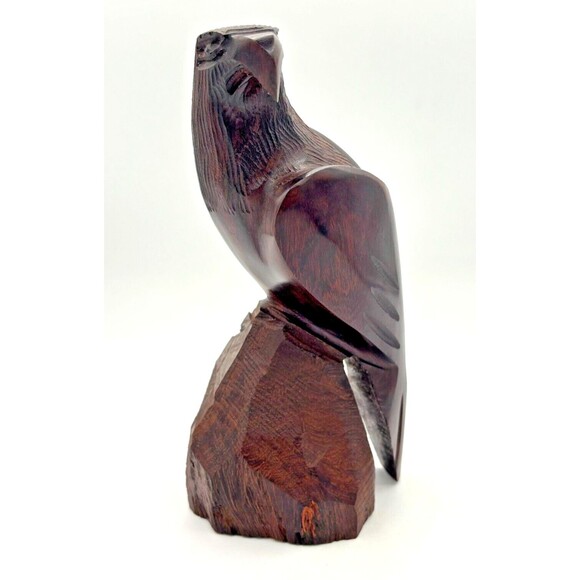 Vintage Hand Carved Ironwood Eagle Detailed Folk Art MCM American Southwest